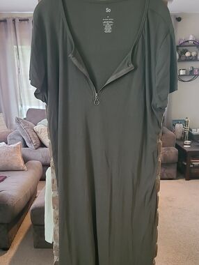SO Olive Green Ribbed Tshirt Dress